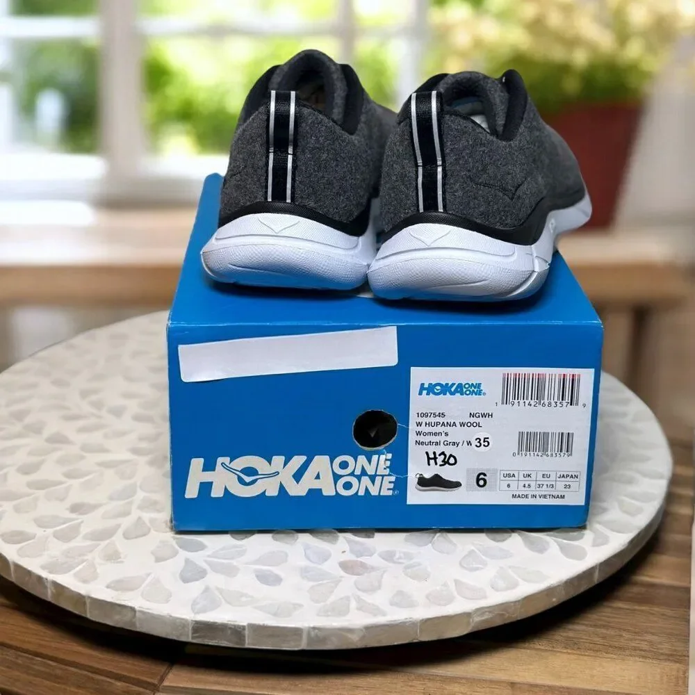 Hoka One One W Hupana Supportive Wool Gray Running Sneakers US 6 / EU 37.5 NIB